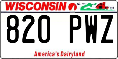 WI license plate 820PWZ