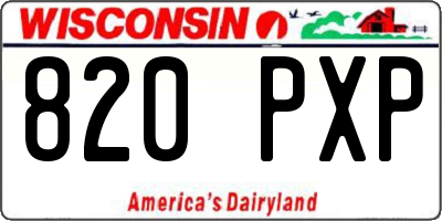WI license plate 820PXP