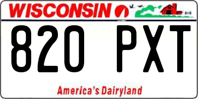 WI license plate 820PXT