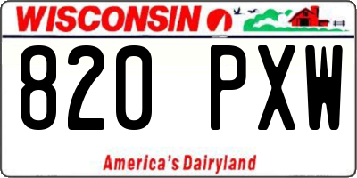 WI license plate 820PXW