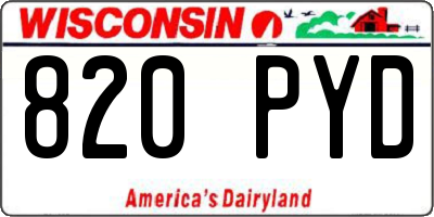 WI license plate 820PYD