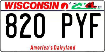 WI license plate 820PYF