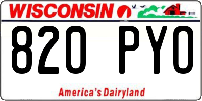 WI license plate 820PYO