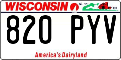 WI license plate 820PYV