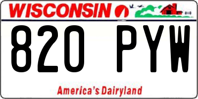 WI license plate 820PYW