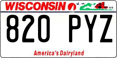 WI license plate 820PYZ