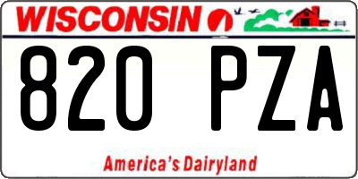 WI license plate 820PZA