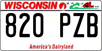 WI license plate 820PZB