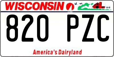WI license plate 820PZC