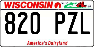 WI license plate 820PZL