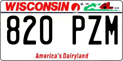 WI license plate 820PZM