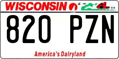 WI license plate 820PZN