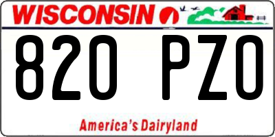 WI license plate 820PZO