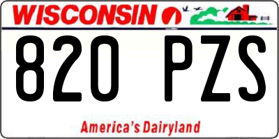WI license plate 820PZS