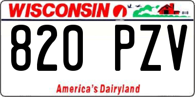 WI license plate 820PZV