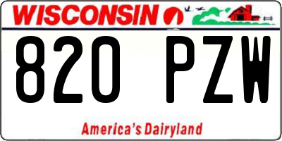 WI license plate 820PZW
