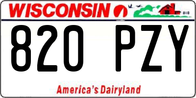WI license plate 820PZY