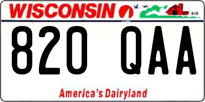 WI license plate 820QAA