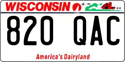 WI license plate 820QAC