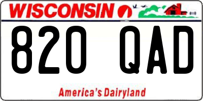 WI license plate 820QAD