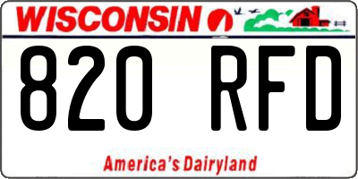 WI license plate 820RFD