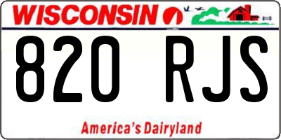 WI license plate 820RJS