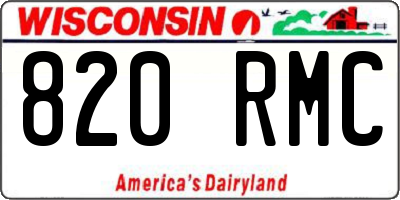 WI license plate 820RMC