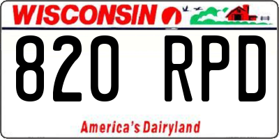 WI license plate 820RPD