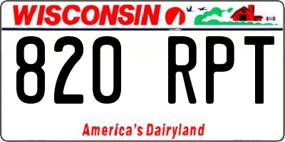 WI license plate 820RPT