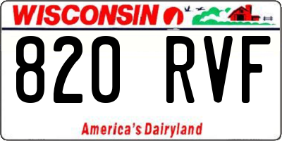 WI license plate 820RVF