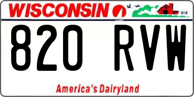 WI license plate 820RVW