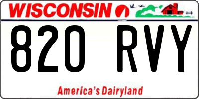 WI license plate 820RVY