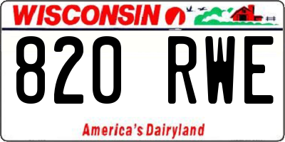 WI license plate 820RWE