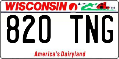 WI license plate 820TNG
