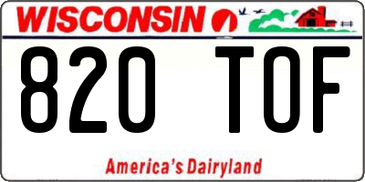 WI license plate 820TOF