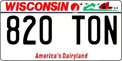 WI license plate 820TON