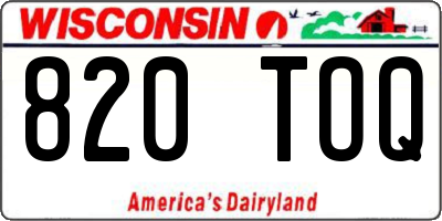WI license plate 820TOQ