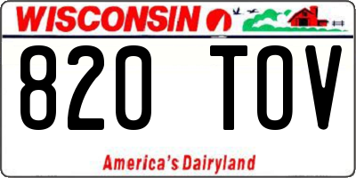 WI license plate 820TOV