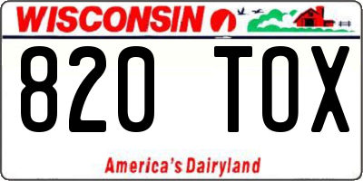 WI license plate 820TOX
