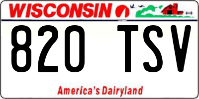 WI license plate 820TSV