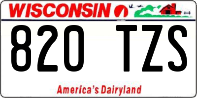 WI license plate 820TZS