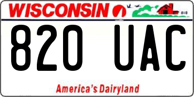 WI license plate 820UAC