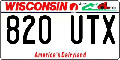 WI license plate 820UTX