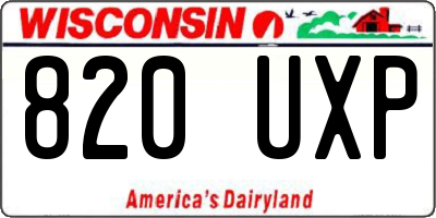 WI license plate 820UXP