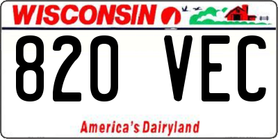 WI license plate 820VEC
