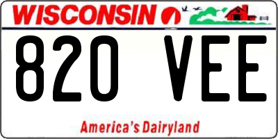 WI license plate 820VEE