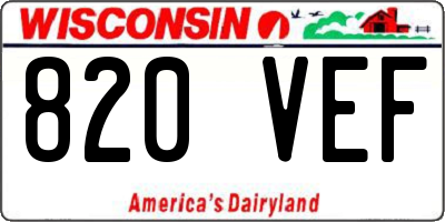 WI license plate 820VEF
