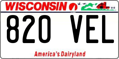 WI license plate 820VEL