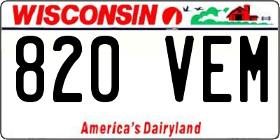 WI license plate 820VEM