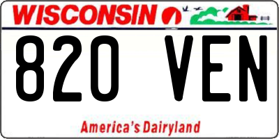 WI license plate 820VEN